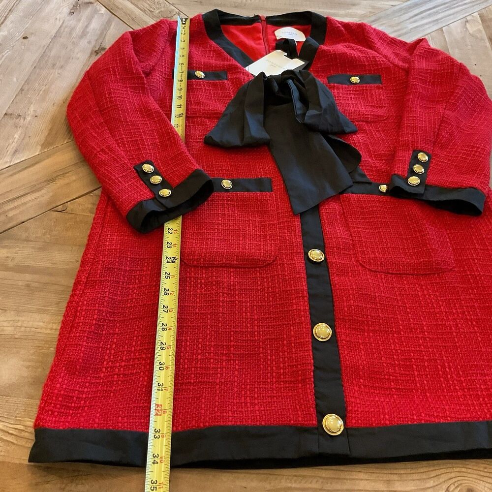 NEW TUCKERNUCK Pomander Place Red Coco Tweed‎ Bow Dress Large Preppy Southern - Picture 8 of 8